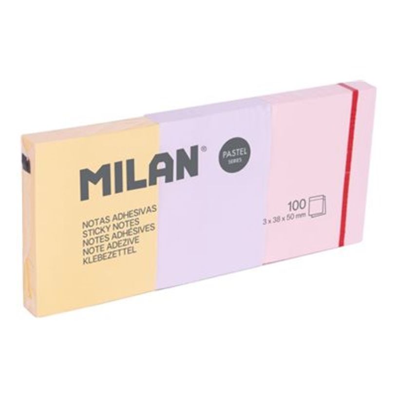 8411574114598-Milan Pastel - Notas adhesivas - 38 x 50 mm - 300 hojas (3 x 100) - naranja, lila, rosa-P_405261357_1-0