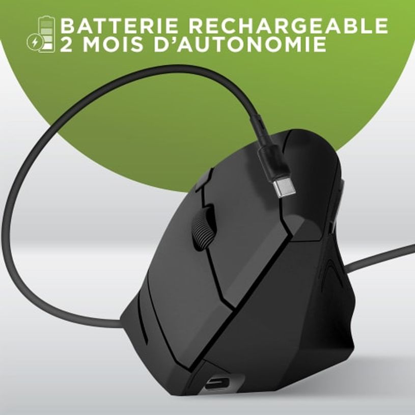 3303170121894-T'nB Ergo - Souris sans fil ergonomique verticale - rechargeable - double connexion Bluetooth + USB-A--4