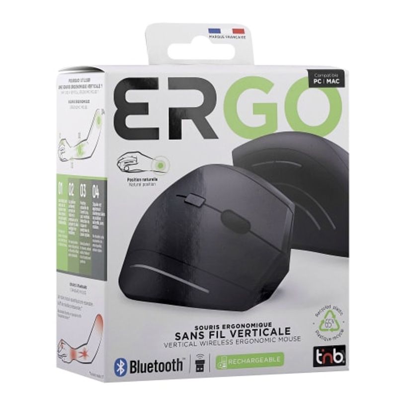 3303170121894-T'nB Ergo - Souris sans fil ergonomique verticale - rechargeable - double connexion Bluetooth + USB-A--6