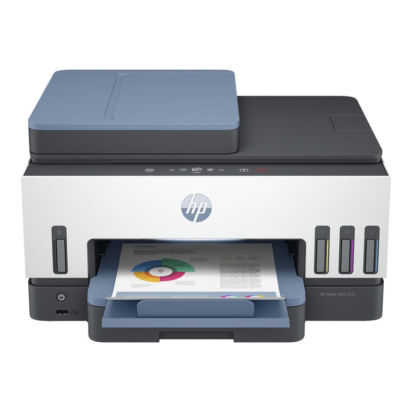 0195908302650-HP Smart Tank 7606 All-in-One - Imprimante multifonction jet d'encre couleur A4 - USB 2.0, Wi-Fi(n), Bl--0