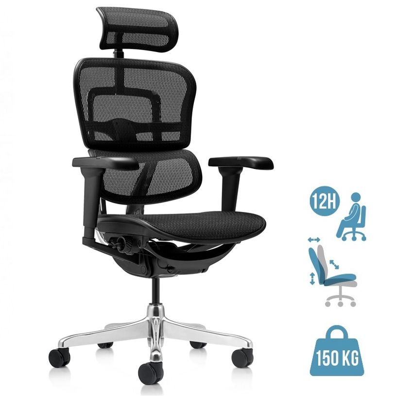 3700339994090-Fauteuil de bureau ERGOHUMAN Ultra - Assise résille - noir--0