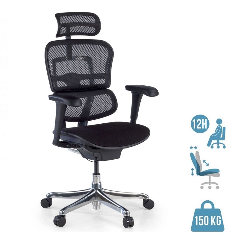 3700339994434-Fauteuil de bureau ERGOHUMAN Ultra - Assise tissu - noir--0
