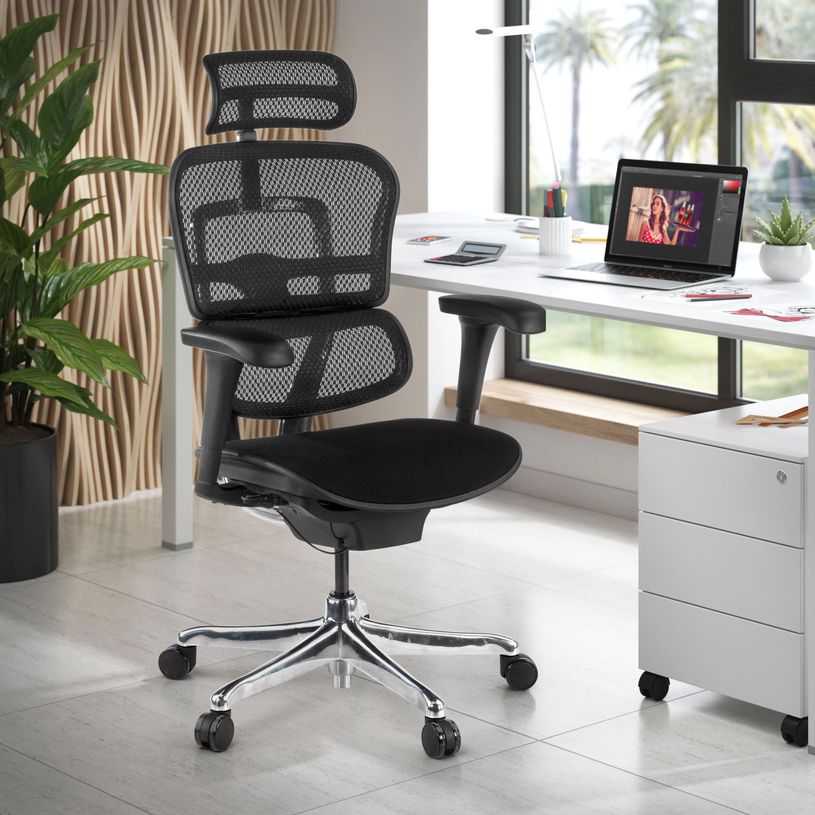 3700339994434-Fauteuil de bureau ERGOHUMAN Ultra - Assise tissu - noir--1