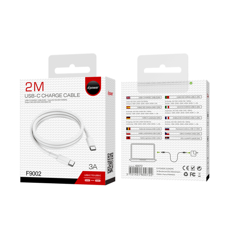 3701451600722-D-Power - Câble type C vers type C - 65W - 2 m - blanc--0