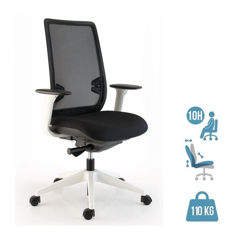 3660916007455-Fauteuil EVON - accoudoirs 4D - pietement blanc--0
