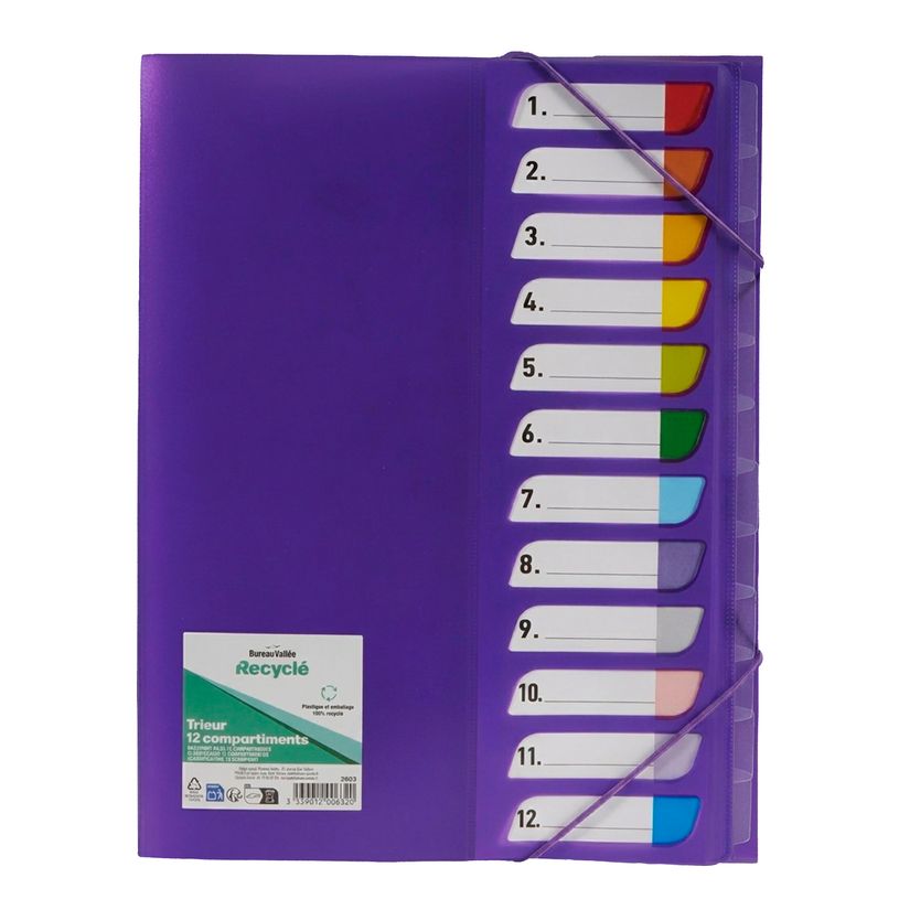 3539012006320-Bureau Vallée Recyclé - trieur A4 - 12 positions - disponible dans différentes couleurs--4
