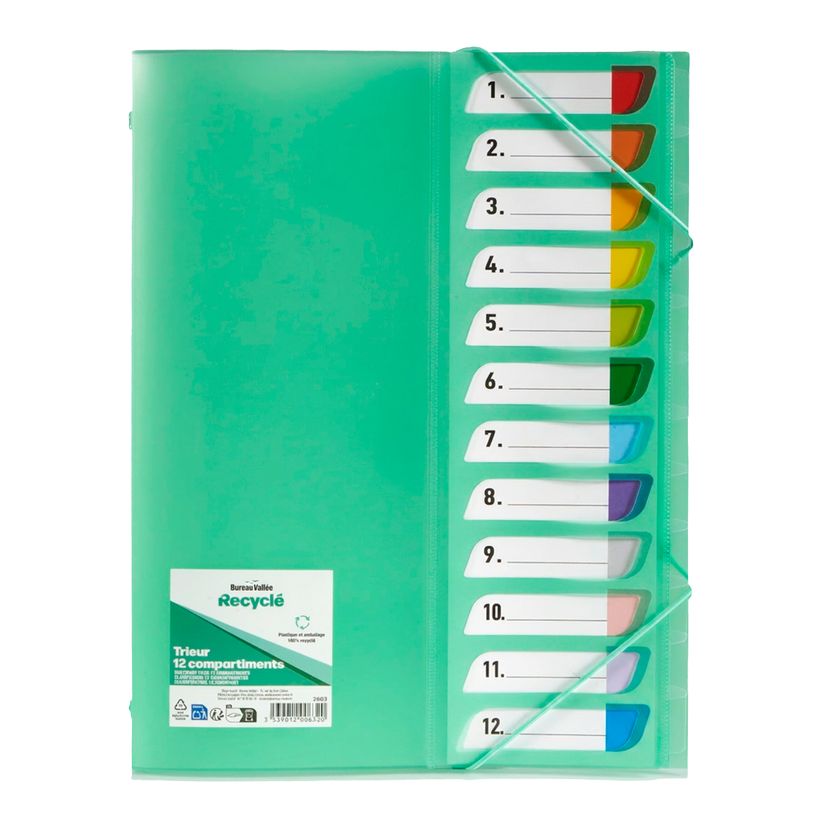 3539012006320-Bureau Vallée Recyclé - trieur A4 - 12 positions - disponible dans différentes couleurs--6