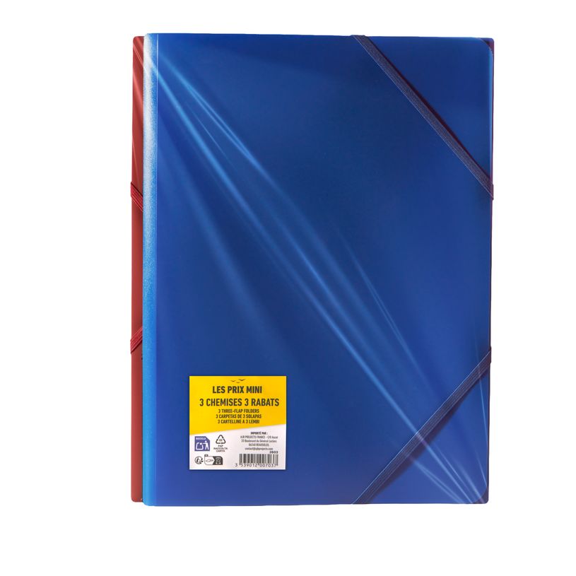 3539012007037-3 Chemises à rabats - A4 - couleurs assorties - Les Prix Mini--1