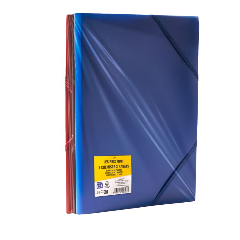 3539012007037-3 Chemises à rabats - A4 - couleurs assorties - Les Prix Mini--2
