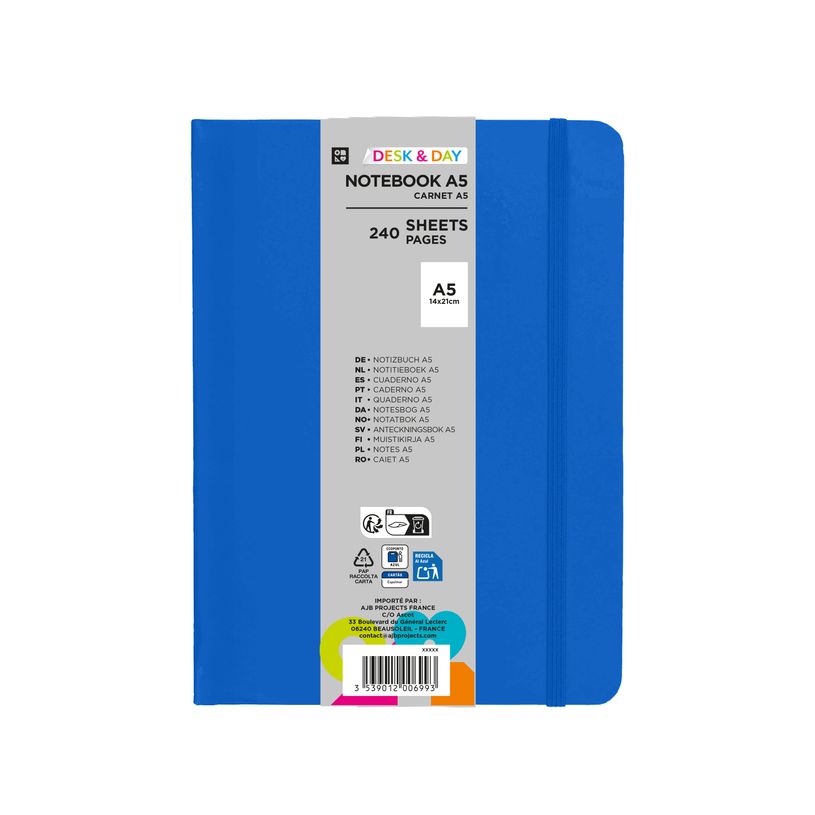3539012006993-Carnet de notes A5 - Ligné - 240 pages - disponible dans différentes couleurs--1