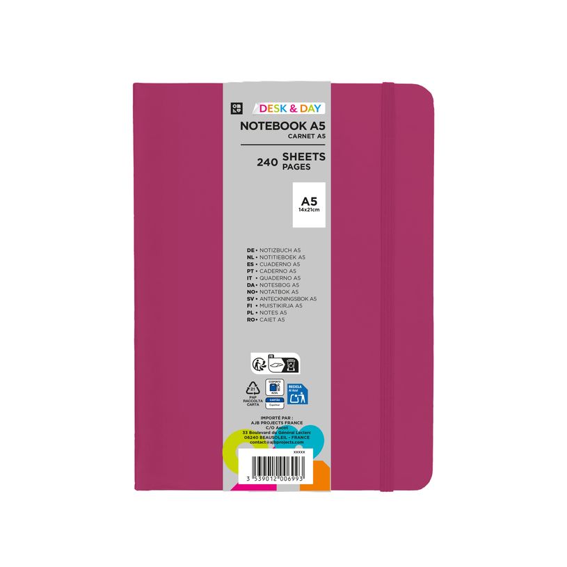 3539012006993-Carnet de notes A5 - Ligné - 240 pages - disponible dans différentes couleurs--2