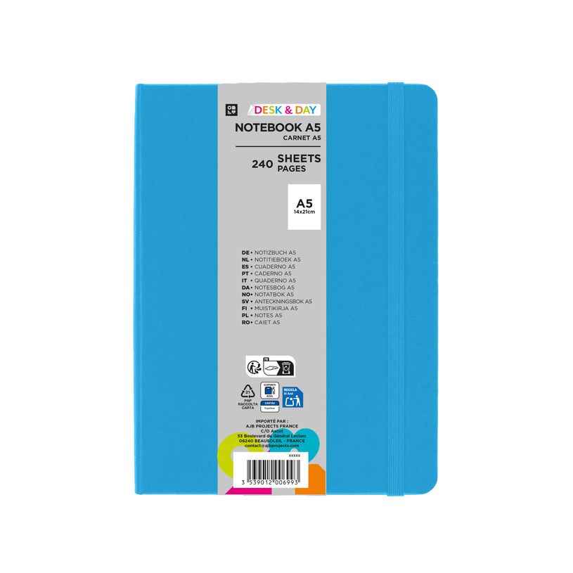 3539012006993-Carnet de notes A5 - Ligné - 240 pages - disponible dans différentes couleurs--3