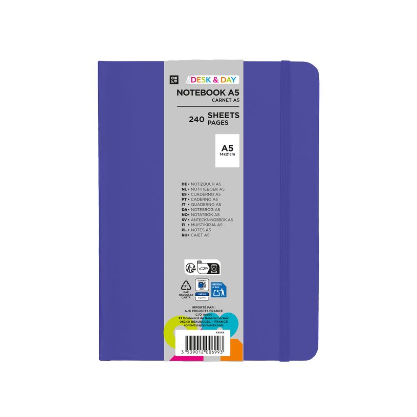 3539012006993-Carnet de notes A5 - Ligné - 240 pages - disponible dans différentes couleurs--4