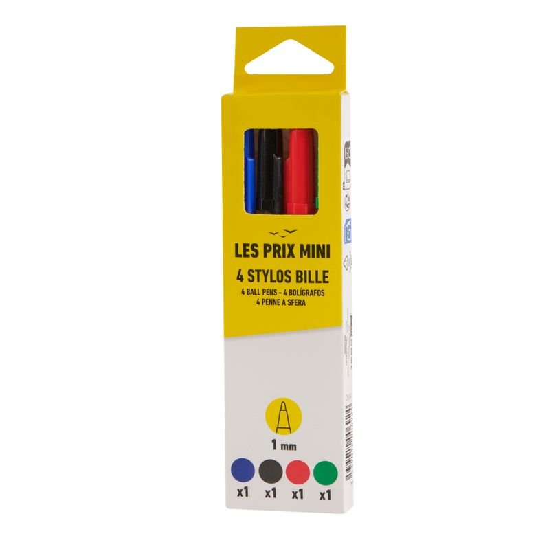 3539012006924-Les Prix Mini – 4 Stylos Bille Assortis Bleu - Vert - Rouge - Noir--2