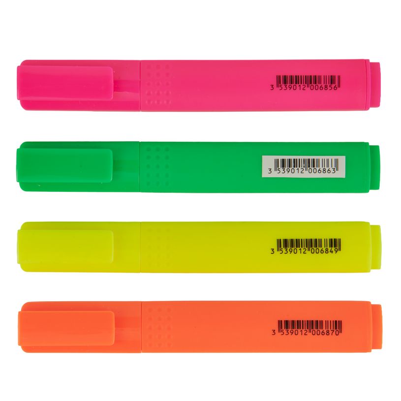3539012006672-Les Prix Mini – Lot de 4 Surligneurs - Orange, Jaune, Vert et Rose--3