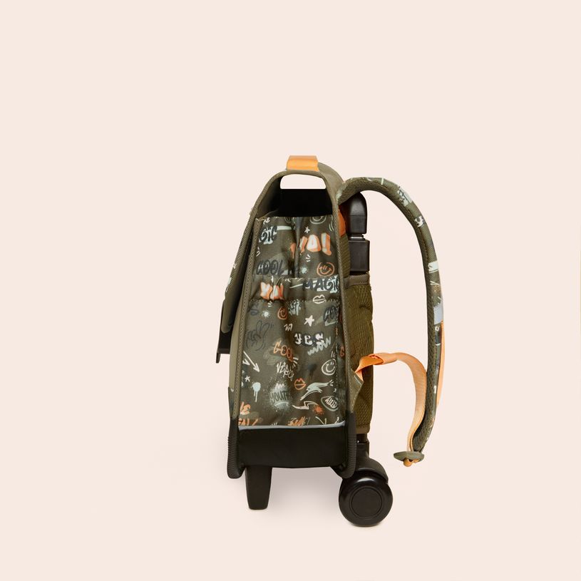 3701749500918-Cartable à roulettes scolaire Léo - 38 cm - 2 compratiments - graffiti - Biopic--1