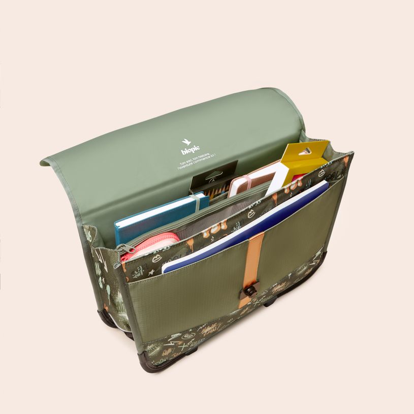 3701749500918-Cartable à roulettes scolaire Léo - 38 cm - 2 compratiments - graffiti - Biopic--3