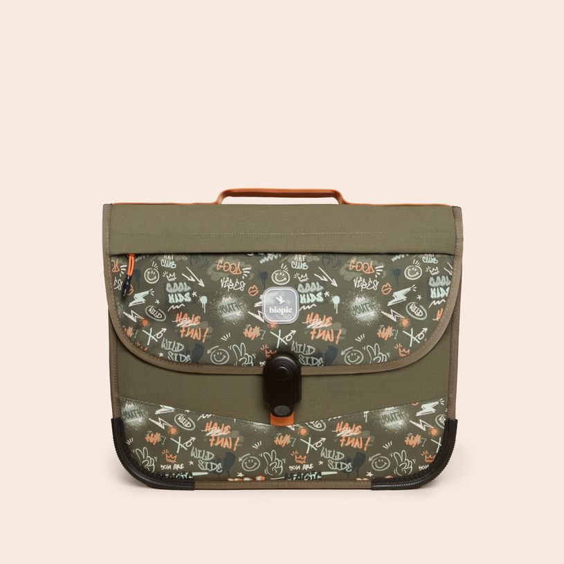 3701749500932-Cartable scolaire Léo - 38 cm - 2 compartiments - graffiti - Biopic--0