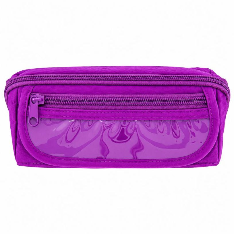 3539012007136-Trousse rectangulaire en nylon - 20 x 8 x 8 cm - 2 compartiments - coloris assortis--1