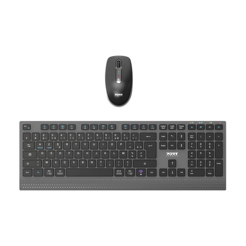 3567049112523-PORT Connect - Ensemble clavier et souris sans fil - rechargeable - AZERTY - Français-P_405263228_4-1