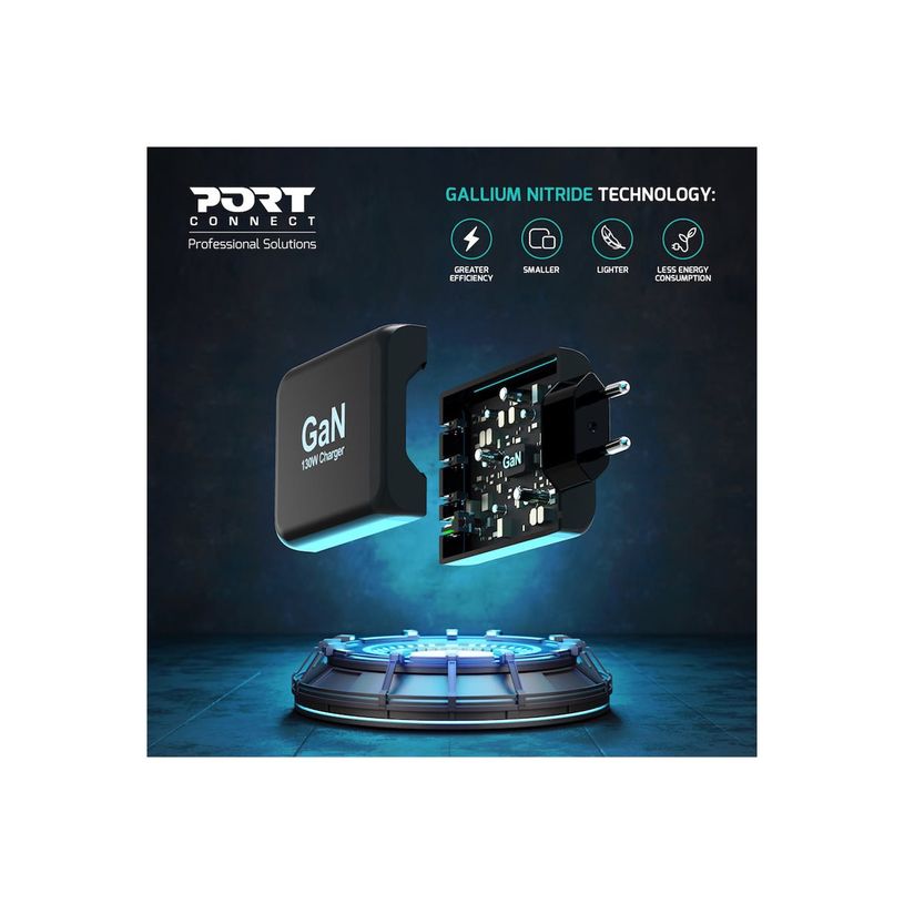 3567042031111-PORT Connect - Adaptateur secteur - GaN - 130 Watt - 4 connecteurs de sortie (USB type A, 3 x USB-C) - -P_405263237_6-5