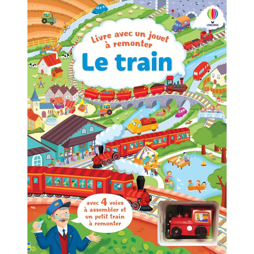 9781835407202-Usborne - Le train - Livre avec un jouet à remonter--0