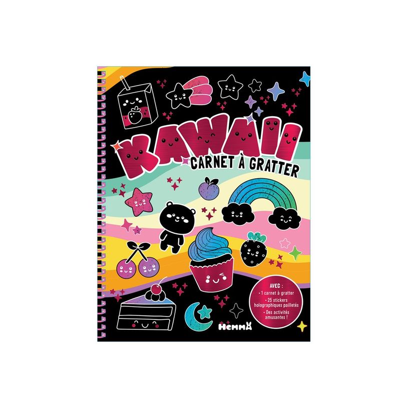 9782508060793-Kawaii - Carnet à gratter - Avec 1 carnet à gratter, 25 stickers holographiques paillet