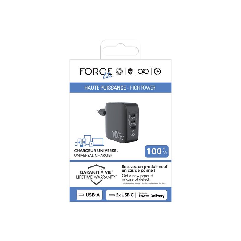 3571211548416-Force Power Lite - Chargeur secteur - 100 Watt - 3 connecteurs de sortie (USB, 2 x USB-C) -P_405264356_5-1