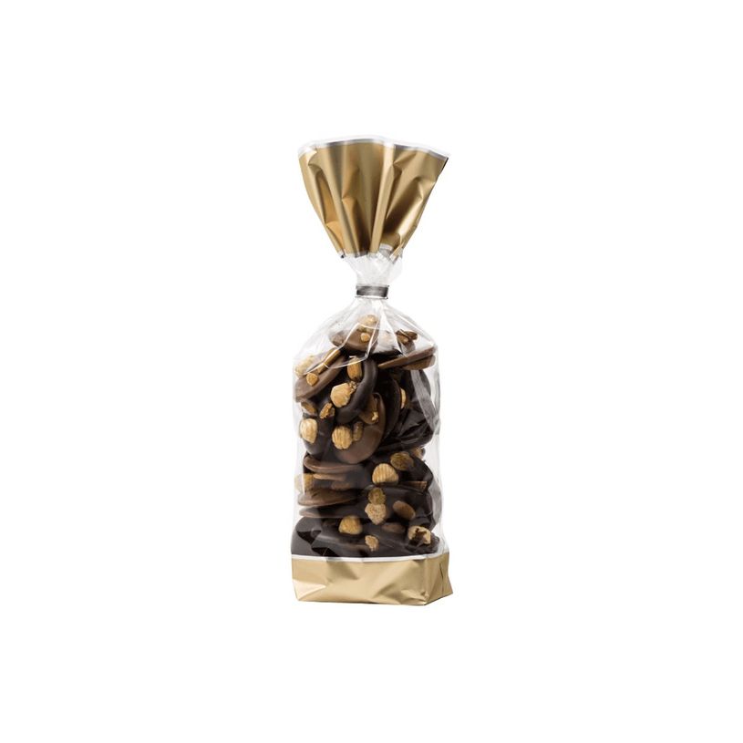 9005718995014-100 Sacs à fond rigide impression métallisé et sa collerette glacé or – 10×22 cm 