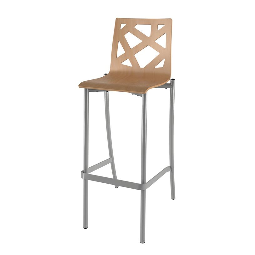 -Tabouret BEST - coque bois C5 Mozaïk - piètement époxy - H80 cm--0