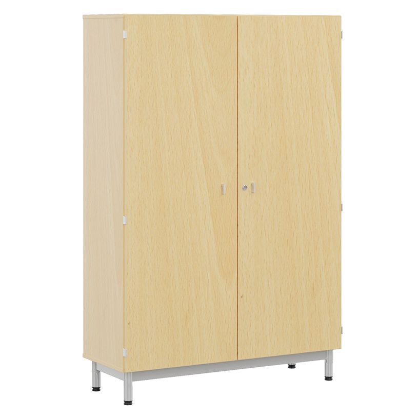 -Armoire BIP BOP - 2 portes mélaminé - piètement époxy - L120xP45xH180 cm - Hêtre miel/gris alu--0