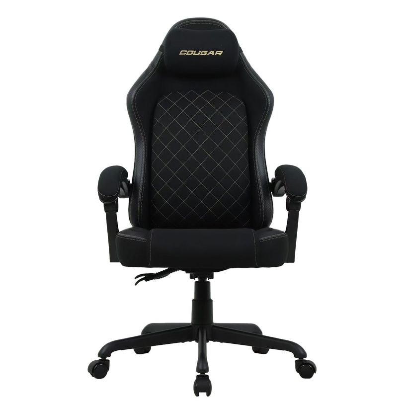 4711649770976-Fauteuil de bureau FUSION - accoudoirs -appui-tête intégré - Tissu noir--1