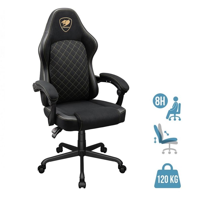 4711649770976-Fauteuil de bureau FUSION EX - accoudoirs -appui-tête intégré - Tissu noir--0