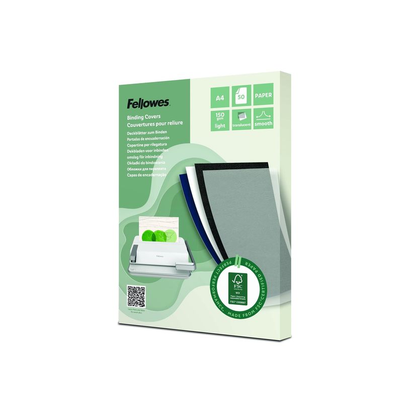 0043859813919-Fellowes - 50 couvertures à reliure A4 (21 x 29,7 cm) - FSC -  transparent--0