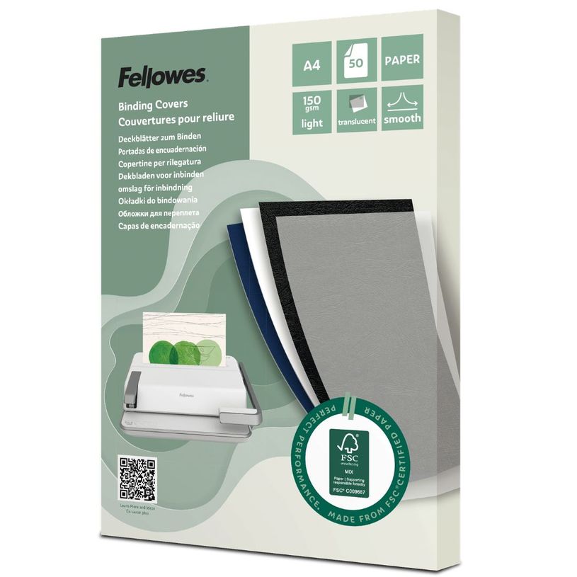 0043859813919-Fellowes - 50 couvertures à reliure A4 (21 x 29,7 cm) - transparent--0