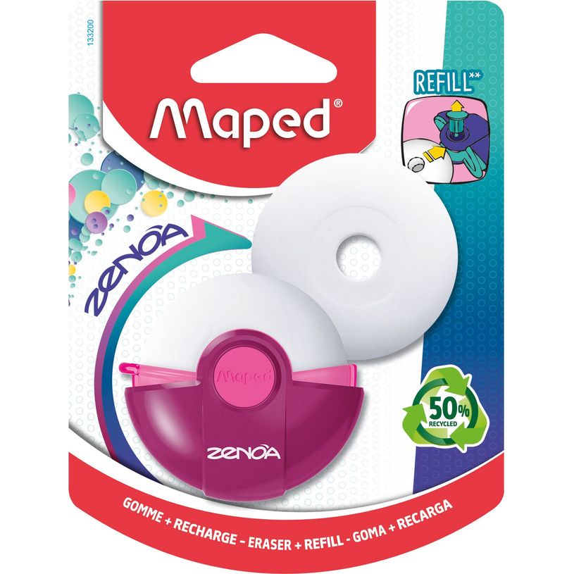 3154141332005-MAPED - Gomme ZENOA rechargeable + 1 recharge - étui rotatif - coloris assortis--1