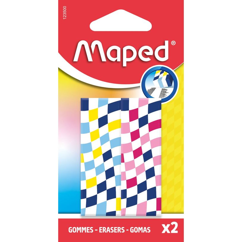 3154141235009-MAPED - 2 gommes DAMIER - coloris assortis--1