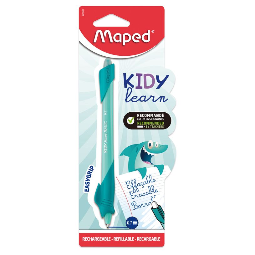 3154142295002-MAPED - Stylo d'apprentissage effaçable KIDY LEARN MAGIC - encre bleue - Décor requin--0