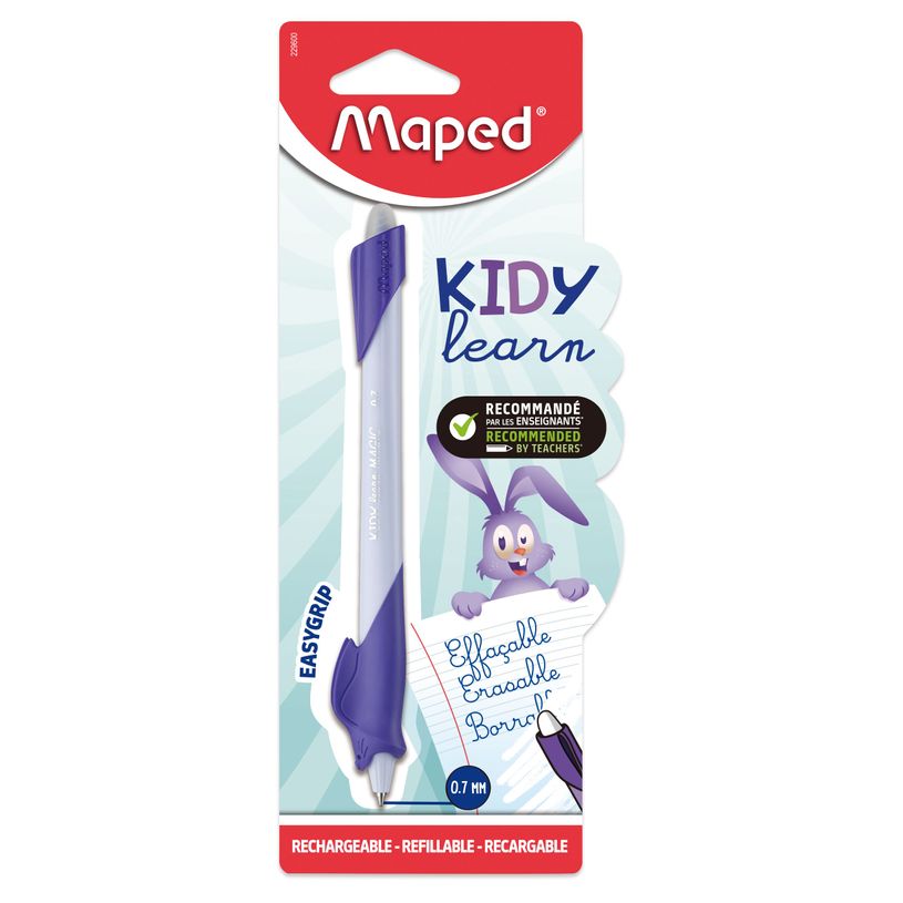 3154142296009-MAPED - Stylo d'apprentissage effaçable KIDY LEARN MAGIC - encre bleue - Décor lapin--0