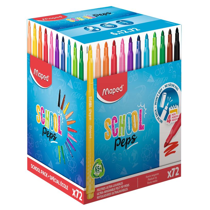 3154148440048-MAPED - School Pack de 72 feutres SCHOOL PEPS 2.0--0