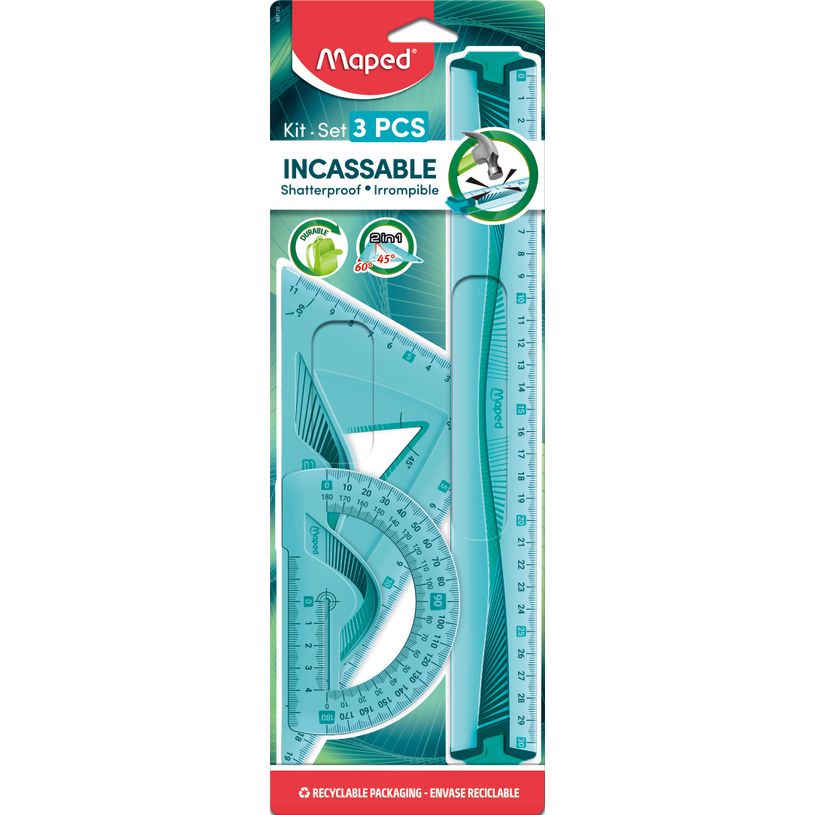 3154148971207-Maped – kit traçage : règle, équerre et rapporteur incassables – règle 30 cm – blister--0