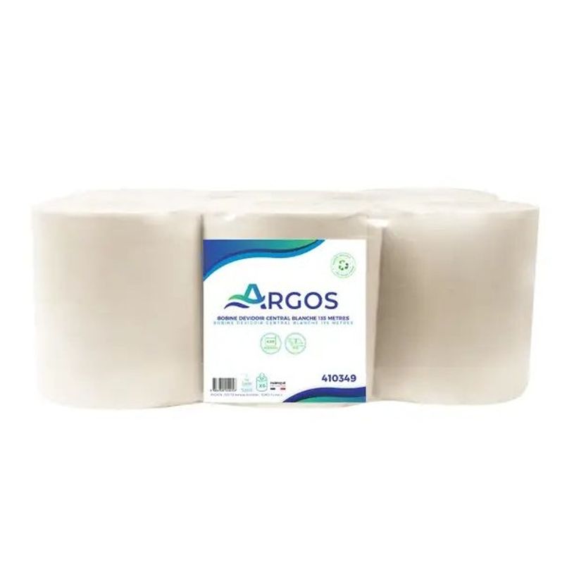 3606900020253-Argos - Bobine d'essuyage à dévidage central - 6 rouleaux de 450 feuilles - 2 plis - 135m--0
