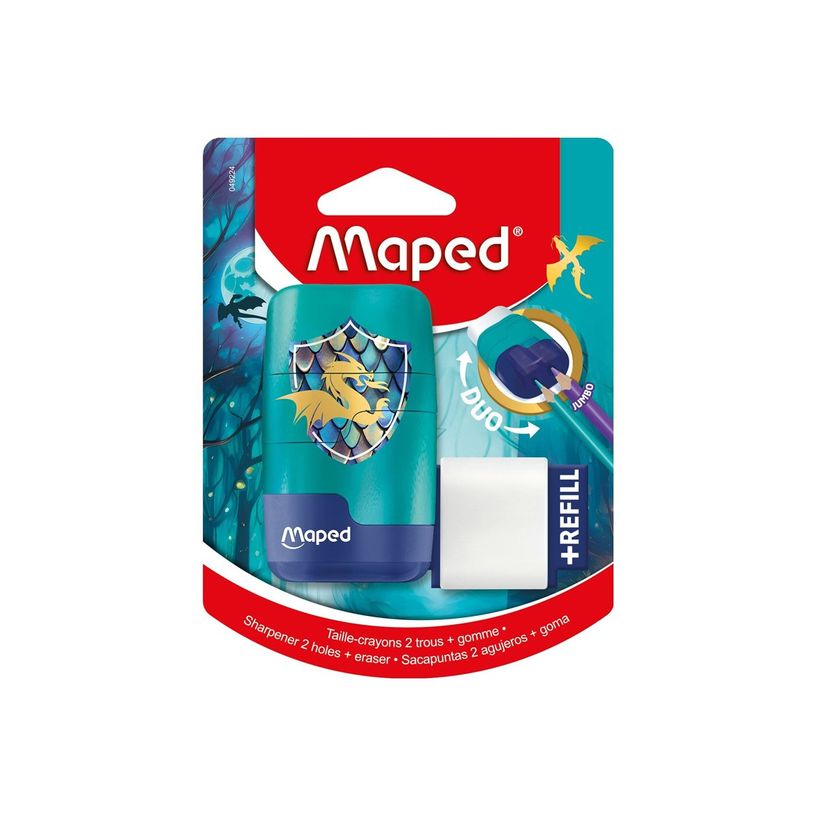 3154140492243-Maped - Dragon - Taille-crayons 2 trous avec gomme + 1 recharge-P_405266330_4-3