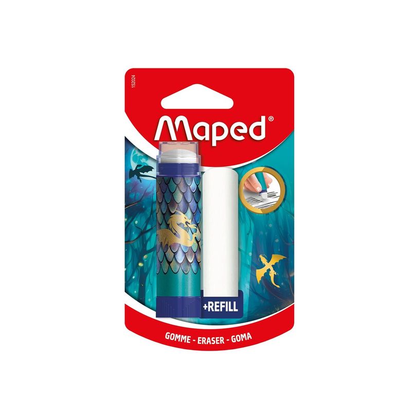3154141520242-Maped - Dragon - Gomme tube + 1 recharge - blanc - blister-P_405266332_3-2
