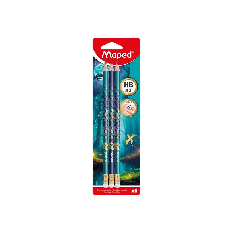 3154148518297-Maped – crayons graphite HB avec embout gomme – Dragon – x6-P_405266337_3-0