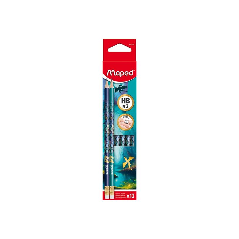 3154148518280-Maped – crayon graphite HB avec embout gomme – Dragon – x1-P_405266338_3-1