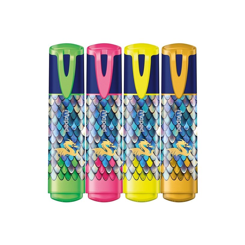 3154147407134-Maped - Dragon - 4 surligneurs - vert, rose, jaune, doré - 1-5 mm-P_405266341_5-0