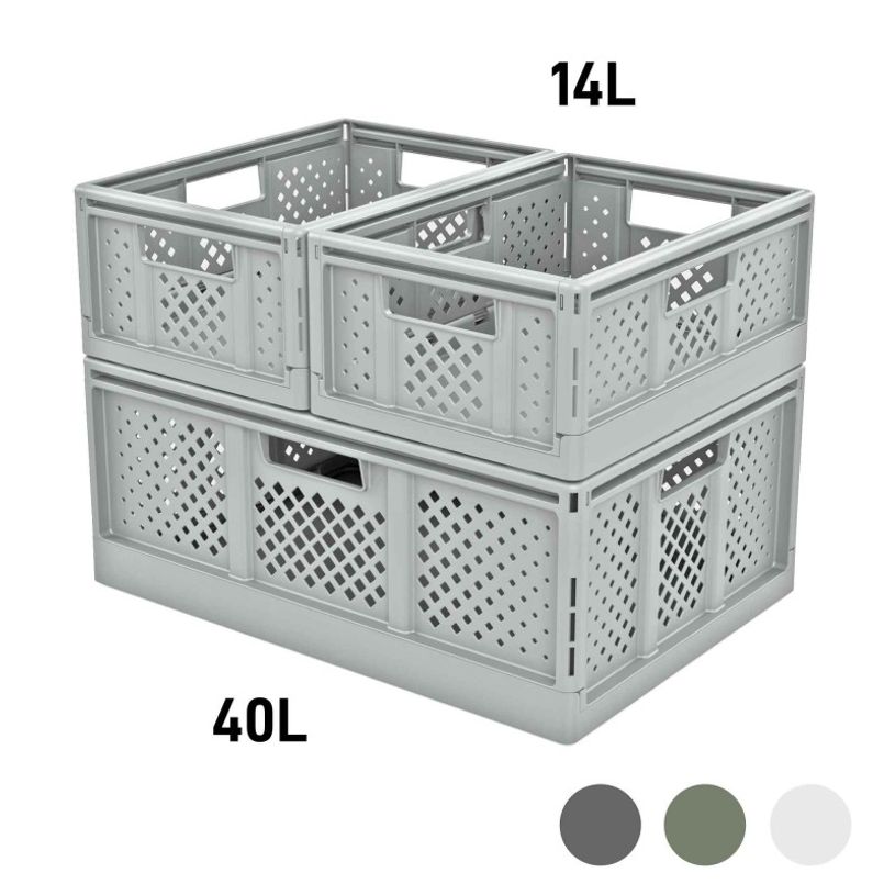 3234530016195-Sundis Fold'n store - Casier pliant L - 40L - L54,6xH22,6xP38,6 cm - blanc cassé--4