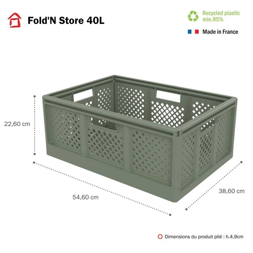 3234530016201-Sundis Fold'n store - Casier pliant L - 40L - L54,6xH22,6xP38,6 cm - vert --1