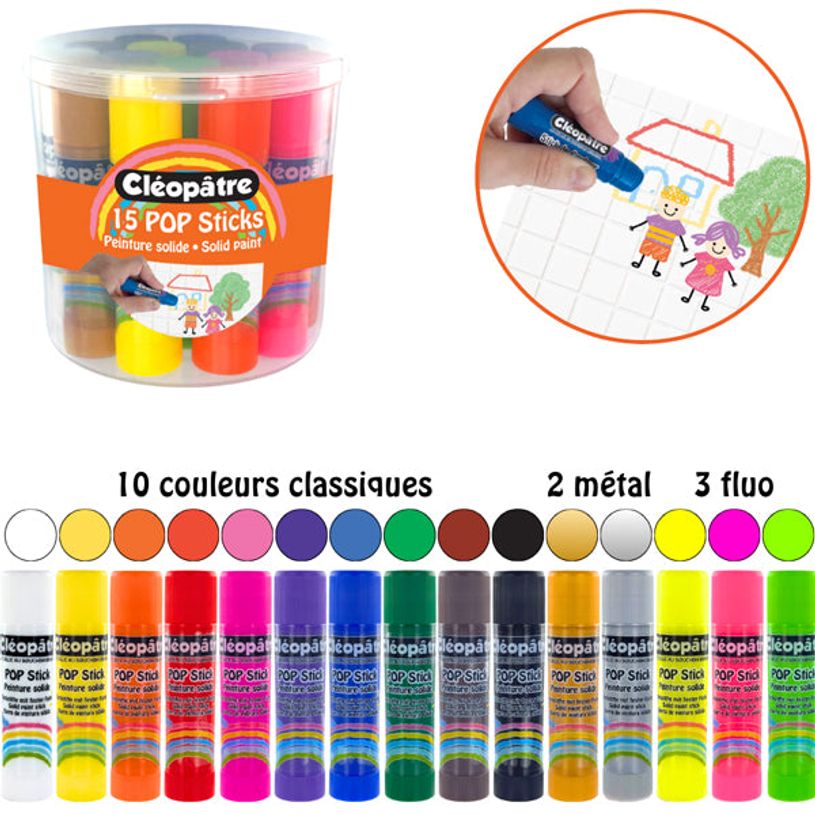3134725026766-CLÉOPÂTRE – Pop Sticks peinture solide hypoallergénique – 15 couleurs × 5 g--1